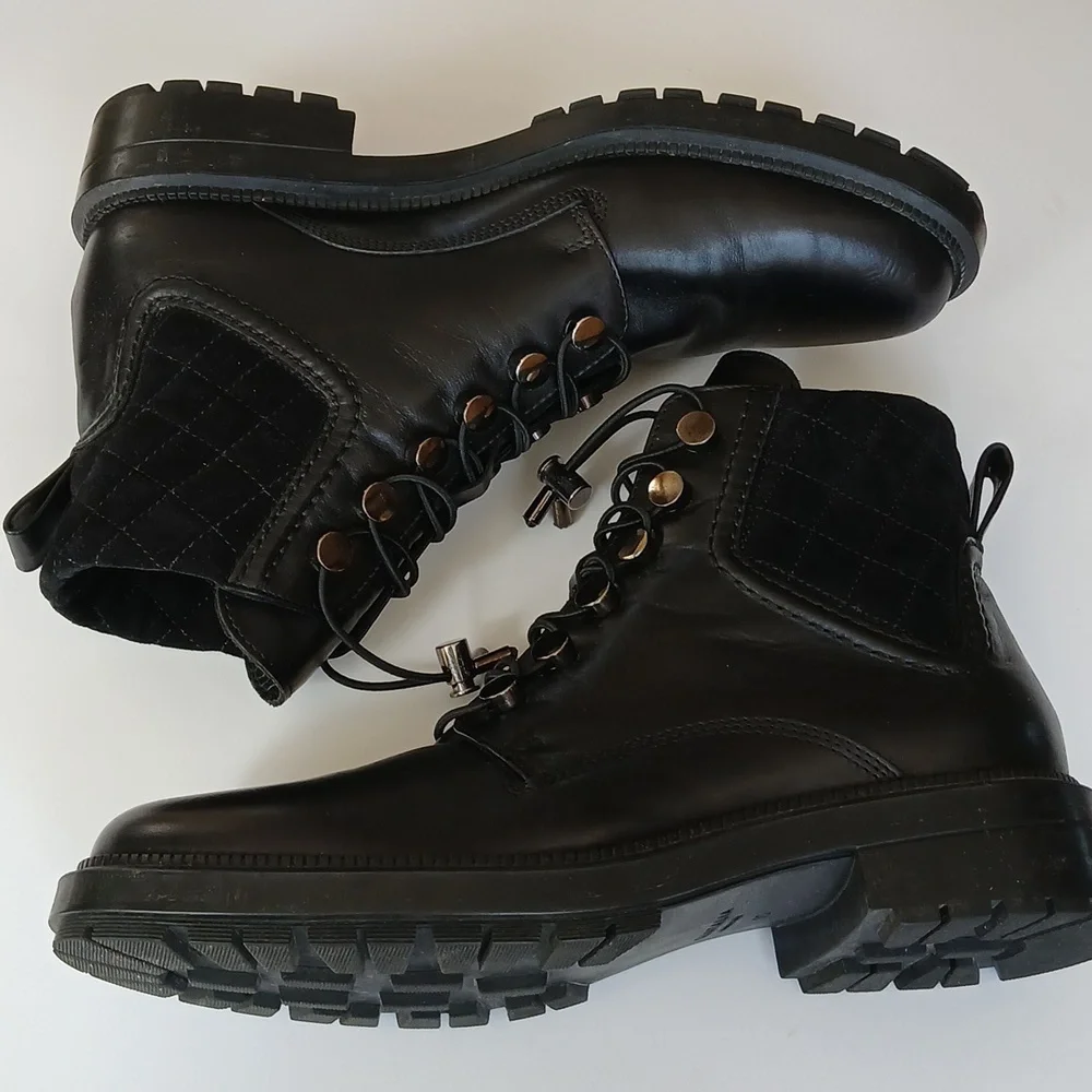 AQUATALIA Black Leather Luxery Moto Classic Boots Made In ITALY womens Sz10 - Picture 4 of 8